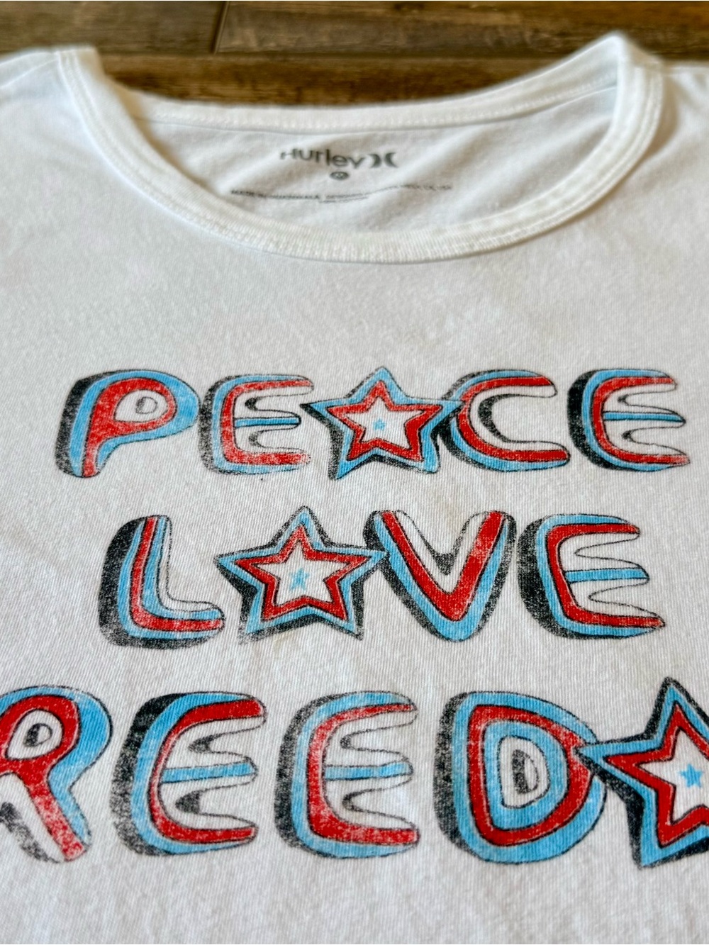 Hurley - Cropped Graphic T-Shirt Raw Hem - White - M